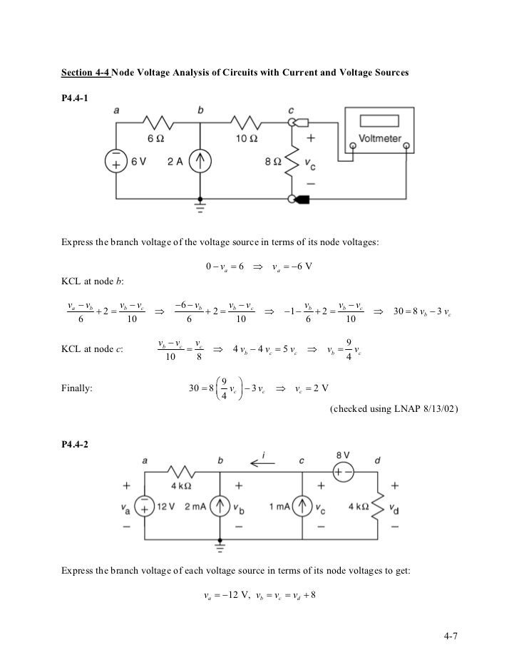 solution manual for introduction to electric circuits58 section 4 4 node voltage analysis of circuits with